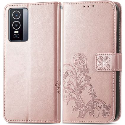 Mobigear Clover Vivo Y76 Étui Portefeuille - Rose doré