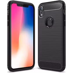 Mobigear Brushed Slim Coque iPhone XR Coque arrière en TPU Souple - Noir