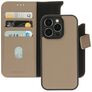 Mobiparts Housse iPhone 14 Pro MagSafe Etui avec Coque Détachable en Cuir Véritable Porte-Monnaie - Taupe