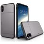 Mobigear Card Coque iPhone X Coque arrière Rigide Anti-Chocs avec Porte-Cartes - Gris
