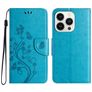 Mobigear Flowers Housse iPhone 16 Pro Etui Porte-Monnaie - Bleu