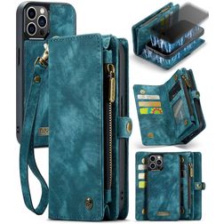CaseMe 008 iPhone 12 Pro Max Coque Étui 2en1 avec coque amovible Portefeuille - Bleu