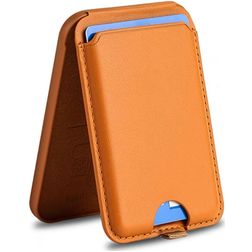 Mobigear Wallet Stand - Porte Cartes en - 3 Cartes - Compatible MagSafe - Marron