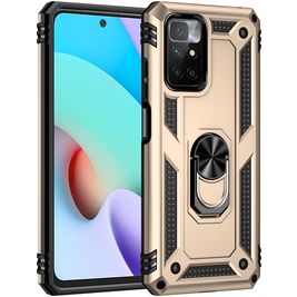 Mobigear Armor Ring Coque Xiaomi Redmi 10 4G Coque arrière Rigide Anti-Chocs avec Anneau-Support - Or