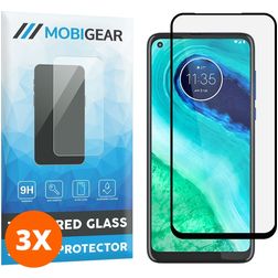 Mobigear Premium Motorola Moto G8 Verre trempé Protection d'écran - Compatible Coque - Noir (Lot de 3)