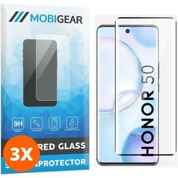 Mobigear Premium HONOR 50 Verre trempé Protection d'écran - Compatible Coque - Noir (Lot de 3)