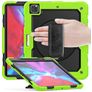 Mobigear SureGrip Xtreme Coque iPad Air 13 Pouces (2026) Coque arrière en Plastique rigide,Silicone + Porte-crayon + Bandoulière + Support Amovible - Vert