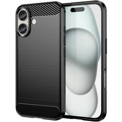 Mobigear Brushed Slim Coque iPhone 16 Plus Coque arrière en TPU Souple - Noir