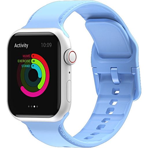 Mobigear Dashed Bracelet Silicone Apple Watch Fermeture boucle ardillon - 42/41/40/38 mm - Bleu