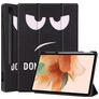 Mobigear Tri-Fold Gel Samsung Galaxy Tab S7 FE TPU / Similicuir Étui + Porte-stylet - Do Not Touch