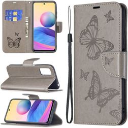 Mobigear Butterfly Housse POCO M3 Pro Etui Porte-Monnaie - Gris