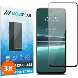 Mobigear Premium HTC U23 Pro Verre trempé Protection d'écran - Compatible Coque - Noir (Lot de 3)