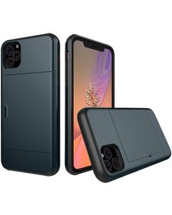 Mobigear Card Coque iPhone 11 Pro Coque arrière Rigide Anti-Chocs avec Porte-Cartes - Bleu Marin