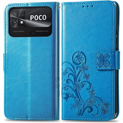 Mobigear Clover Housse POCO C40 Etui Porte-Monnaie - Bleu