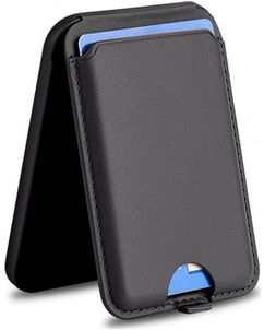 Mobigear Wallet Stand - Porte Cartes en - 3 Cartes - Compatible MagSafe - Noir