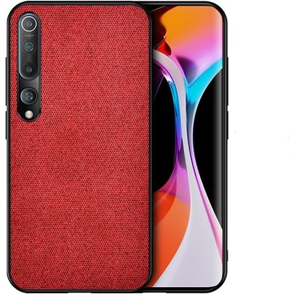 Mobigear Fabric Xiaomi Mi 10 Plastique rigide Coque arrière - Rouge