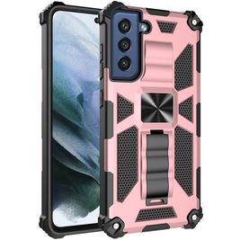 Mobigear Armor Stand Coque Samsung Galaxy S21 FE Coque arrière Rigide Anti-Chocs avec Support Amovible - Rose doré