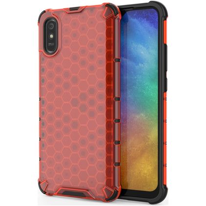 Mobigear Honeycomb Xiaomi Redmi 9A Plastique rigide Coque arrière Antichoc - Rouge