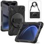 Xccess Survivor All-round Coque Samsung Galaxy Tab A9 (2023) Coque arrière en Plastique rigide,Silicone + Bandoulière + Support Amovible - Noir