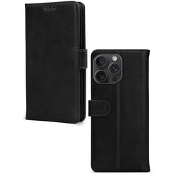 Mobilize Wallet iPhone 15 Pro Max Cuir véritable Étui Portefeuille - Noir