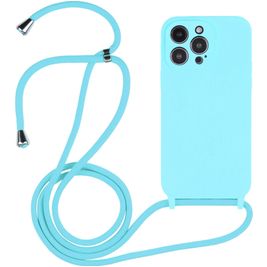 Mobigear Lanyard iPhone 14 Pro Max Coque avec cordon en Silicone - Bleu Mobigear Lanyard iPhone 14 Pro Max Coque avec cordon en Silicone - Bleu