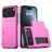 Mobigear Card iPhone 18 Pro Max Plastique rigide Coque arrière Antichoc avec porte-cartes - Rose Red