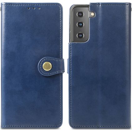 Mobigear Snap Button Housse Samsung Galaxy S21 Plus Etui Porte-Monnaie - Bleu