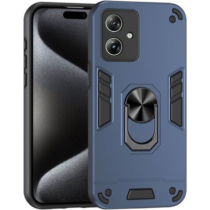 Mobigear Armor Ring Coque Motorola Moto G54 Coque arrière Rigide Anti-Chocs avec Anneau-Support - Bleu