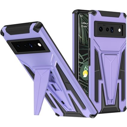 Mobigear Armor Stand Coque Google Pixel 6 Pro Coque arrière Rigide Anti-Chocs avec Support Amovible - Violet