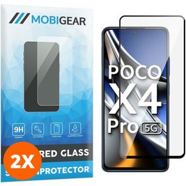 Mobigear Premium POCO X4 Pro 5G Verre trempé Protection d'écran - Compatible Coque - Noir (Lot de 2)