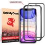 GrizzlyCoat Easy Fit iPhone 11 Verre trempé Protection d'écran - Compatible Coque + Cadre d'installation - Noir