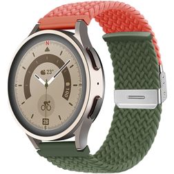 Mobigear Braided Dual Bracelet Nylon Smartwatch Fermeture à pince - Connexion universelle de 22 mm - Vert / Orange