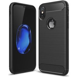 Mobigear Brushed Slim Coque iPhone XS Coque arrière en TPU Souple - Noir
