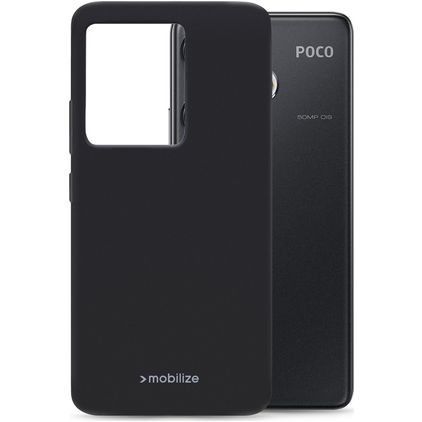 Mobilize Rubber Gelly Coque POCO F6 Coque arrière en TPU Souple - Matt Black