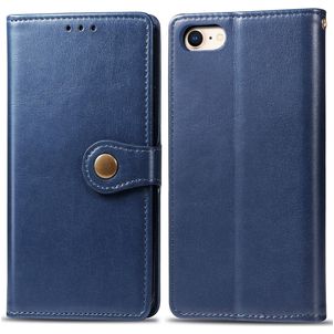 Mobigear Snap Button Housse iPhone SE (2022) Etui Porte-Monnaie - Bleu