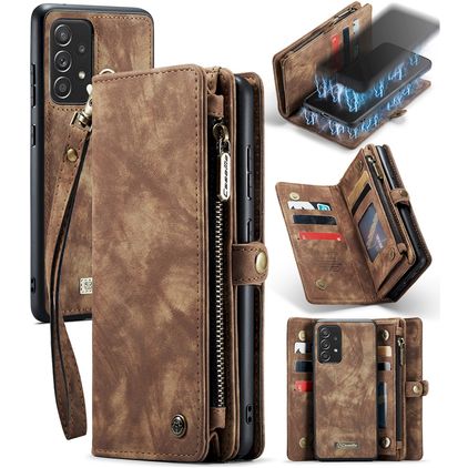 CaseMe 008 Samsung Galaxy A52s 5G Coque Étui 2en1 avec coque amovible Portefeuille - Marron