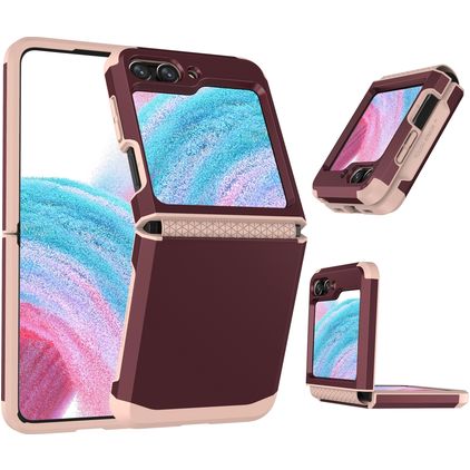 Mobigear Non-slip Armor Coque Samsung Galaxy Z Flip 5 Coque arrière Rigide Anti-Chocs - Rouge