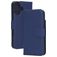 Mobiparts Wallet Housse iPhone 16 MagSafe Etui en Cuir Véritable Porte-Monnaie - Bleu