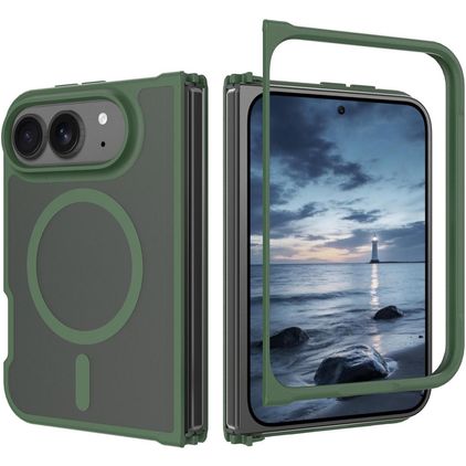 Mobigear Shockproof Coque iPhone Duo MagSafe Coque arrière Rigide - Vert foncé