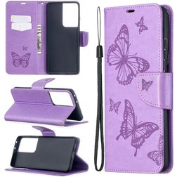 Mobigear Butterfly Samsung Galaxy S21 Ultra Étui Portefeuille - Violet