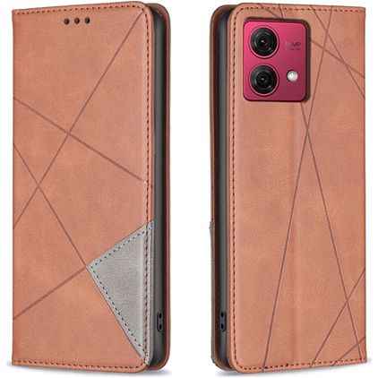 Mobigear Rhombus Slim Housse Motorola Moto G84 Etui - Marron