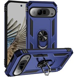 Mobigear Armor Ring Google Pixel 9 Pro XL Plastique rigide Coque arrière Antichoc avec bague de maintien - Bleu