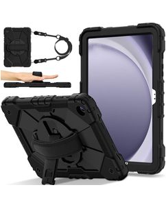 Mobigear SureGrip Xtreme Coque Samsung Galaxy Tab A9 Plus (2023) Coque arrière en Plastique rigide,Silicone + Bandoulière + Support Amovible - Noir