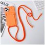 Mobigear Lanyard Card iPhone 15 Pro Coque avec cordon en Silicone et Porte-Cartes - Orange