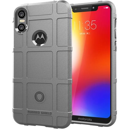 Mobigear Rugged Shield Coque Motorola One Power Coque arrière en TPU Souple Anti-Chocs - Gris