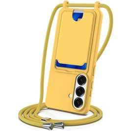 Mobigear Lanyard Card Samsung Galaxy S26 Coque avec cordon en Silicone et Porte-Cartes - Jaune