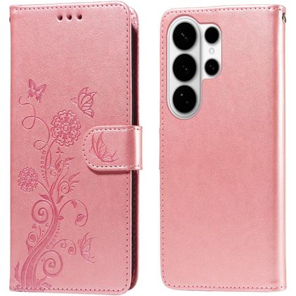 Mobigear Flowers Housse Samsung Galaxy S26 Ultra Etui Porte-Monnaie - Rose doré