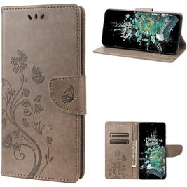 Mobigear Butterfly Housse OnePlus 10T Etui Porte-Monnaie - Gris