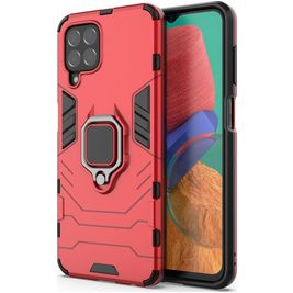 Mobigear Armor Ring Coque Samsung Galaxy M33 Coque arrière Rigide Anti-Chocs avec Anneau-Support - Rouge