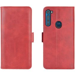 Mobigear Slim Magnet Housse Motorola One Fusion Plus Etui Porte-Monnaie - Rouge